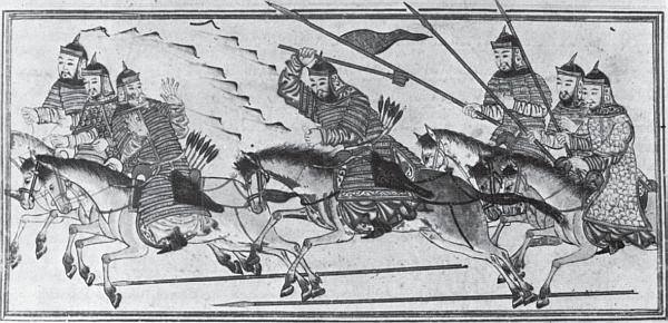 Атакующая кавалерия. Рисунок из «Всемирной истории» Рашид ад-Дина
