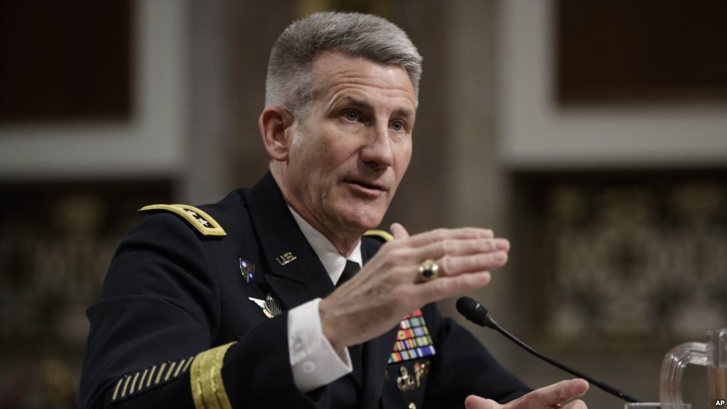 Gen. John Nicholson, the top U.S. commander in Afghanistan, says he needs a "few thousand" more troops to better accomplish a key part of the mission in the war-torn country, as he testifies before the Senate Armed Services Senate Committee on Capitol Hill in Washington, Thursday, Feb. 9, 2017. Nicholson also said Russia's meddling in Afghanistan is proving to be problematic. (AP Photo/J. Scott Applewhite)