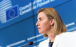 European Union High Representative Federica Mogherini speaks during a media conference after a meeting of EU foreign ministers at the EU Council building in Luxembourg, on Monday, June 20, 2016. EU foreign ministers met Monday to discuss, among other issues, the situation in Libya. (AP Photo/Charles Caratini)