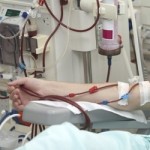 patient helped during dialysis session in hospital